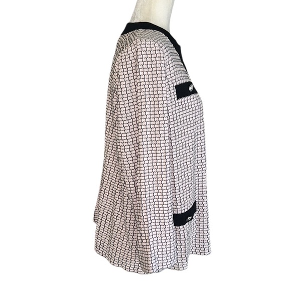 Ming Wang Blush Pink & Black Silver Button Knit Blazer Cardigan - M - Picture 5 of 13